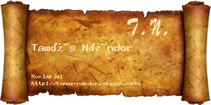 Tamás Nándor névjegykártya